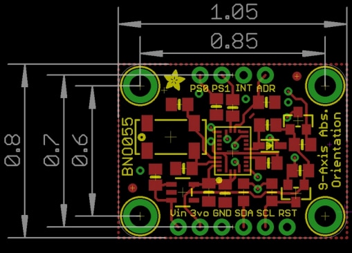 Mechanical Drawing - Adafruit BNO055 IMU Fusion Breakout - Stemma QT Mechanical Drawing - Adafruit BNO055 IMU Fusion Breakout - Stemma QT